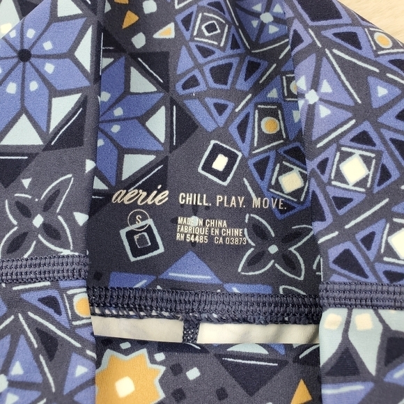 Aerie Blue Printed Leggings Small - Picture 4 of 6